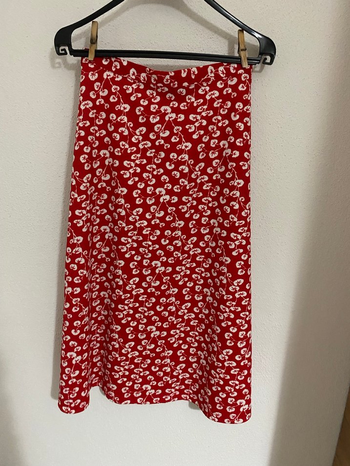 Kırmızı Desenli Midi Etek - Görsel 2