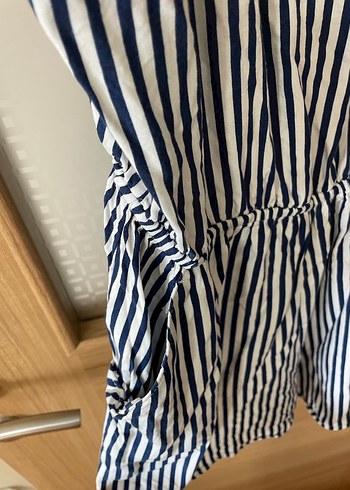 Çizgili V Yaka İnce Askılı Kadın Tulum - Görsel 3