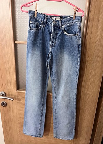Düğmeli Mavi Kadın Denim Pantolon - Görsel 2