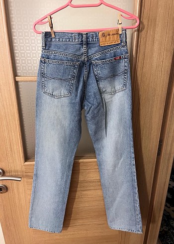 Düğmeli Mavi Kadın Denim Pantolon - Görsel 3