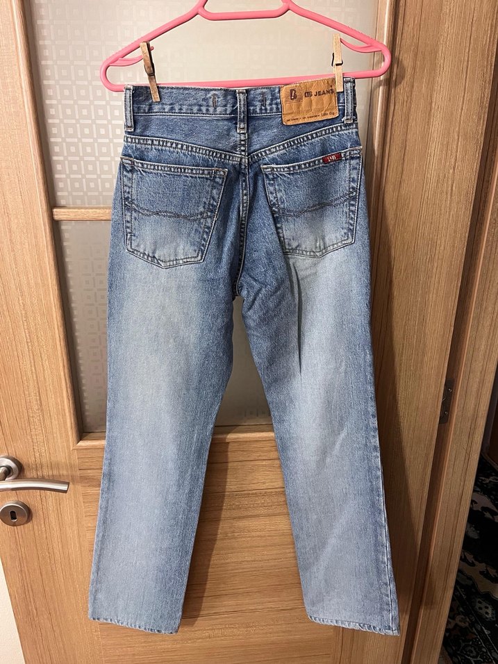 Düğmeli Mavi Kadın Denim Pantolon - Görsel 3