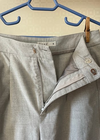 Gri Keten Pilili Kadın Pantolon - Görsel 2
