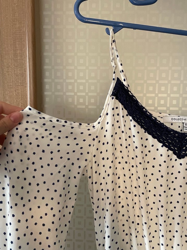 Beyaz Puantiyeli Dantel Detaylı Midi Elbise - Görsel 2