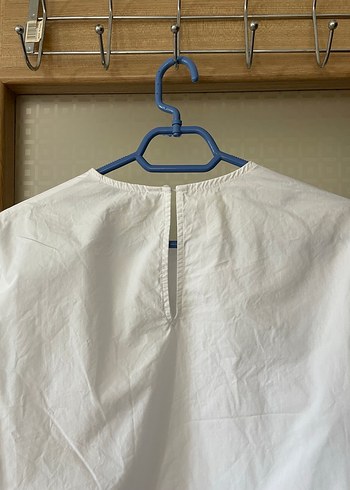 Zara Beyaz pamuklu Uzun Kollu Salaş Bluz - Görsel 4