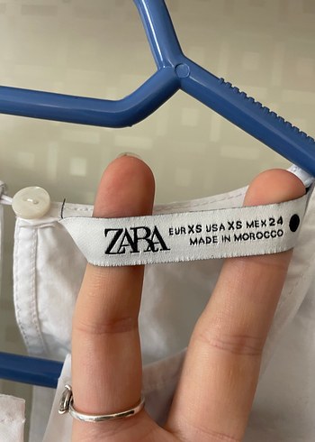 Zara Beyaz pamuklu Uzun Kollu Salaş Bluz - Görsel 3