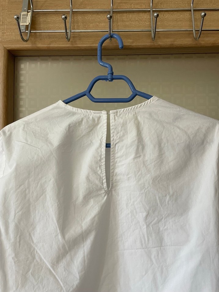 Zara Beyaz pamuklu Uzun Kollu Salaş Bluz - Görsel 4