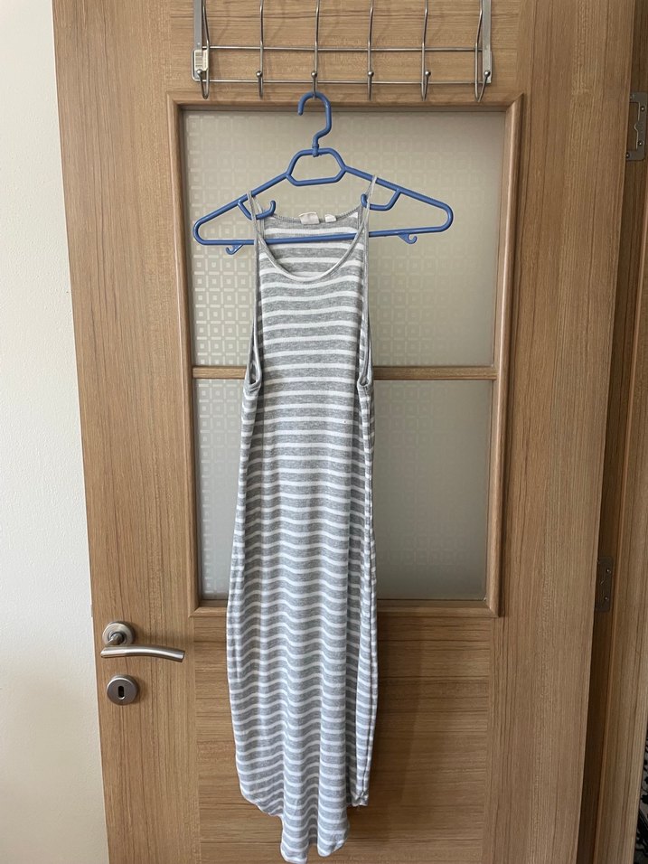 GAP Gri Çizgili Uzun İnce Askılı Elbise - Görsel 4