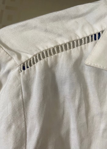 NETWORK Düğmeli Beyaz pamukluUzun Kollu Gömlek - Görsel 3