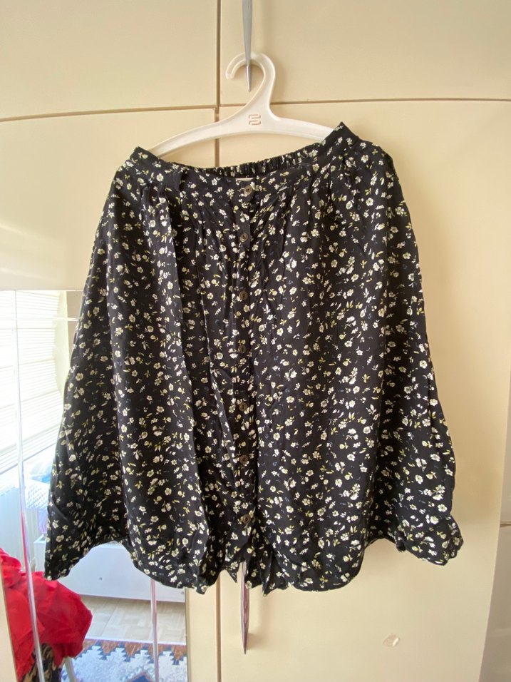 Addax Düğmeli Siyah Midi Salaş Etek - Görsel 2