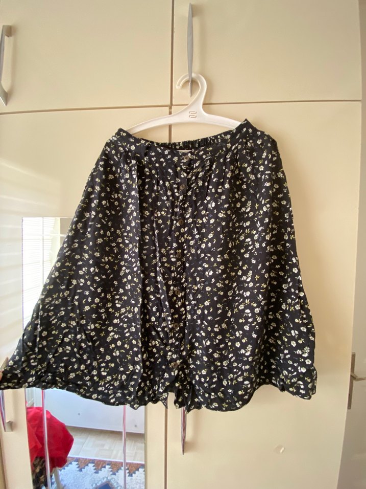 Addax Düğmeli Siyah Midi Salaş Etek - Görsel 3