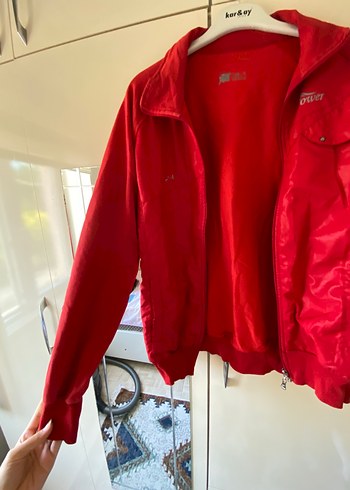 Kırmızı Fermuarlı Kadın Midi Ceket - Görsel 6