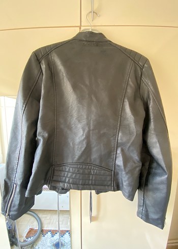 Siyah Deri Biker Ceket - Görsel 6