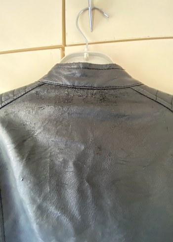 Siyah Deri Biker Ceket - Görsel 7