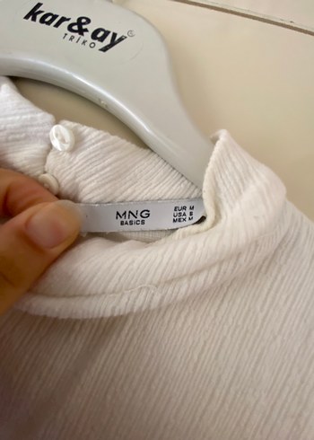 Mango Beyaz Kolsuz Yüksek Yakalı elbise - Görsel 2