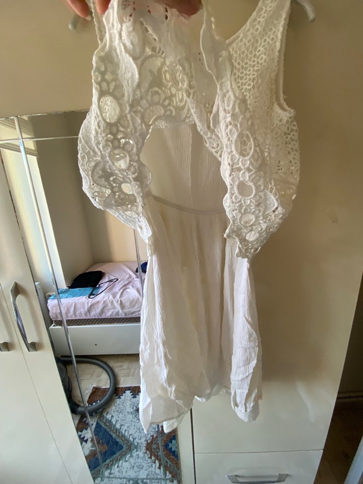 Koton Dantel Detaylı Beyaz Bohem Elbise - Görsel 3