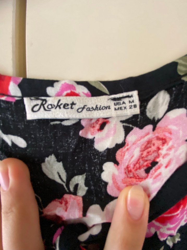 Pembe Çiçekli V Yaka Bohem Elbise - Görsel 4