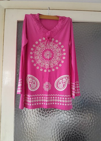 Pembe Bohem Uzun Kollu Bluz