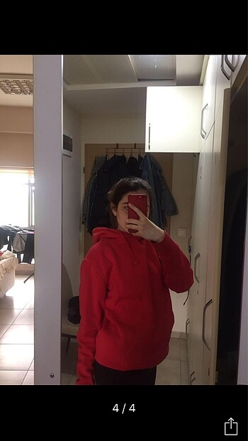 s Beden kırmızı kapüşonlu sweatshirt pullbear