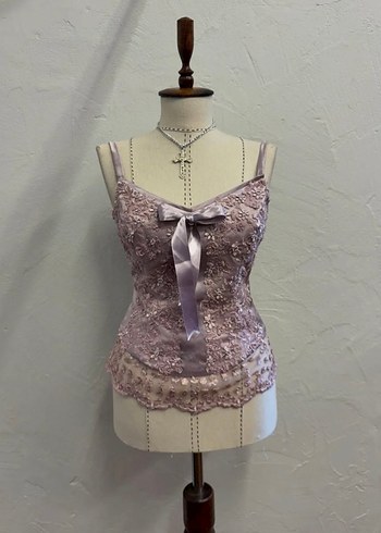 saten dantel işlemeli korse/büstiyer üst - Görsel 2