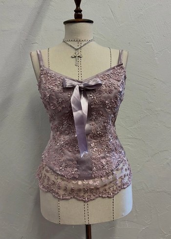 saten dantel işlemeli korse/büstiyer üst - Görsel 3