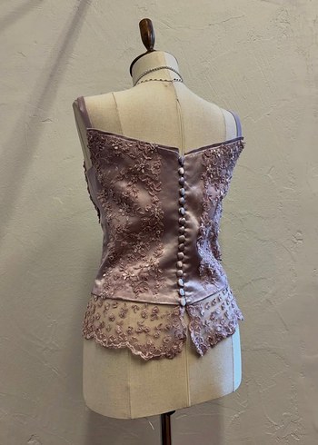 saten dantel işlemeli korse/büstiyer üst - Görsel 5