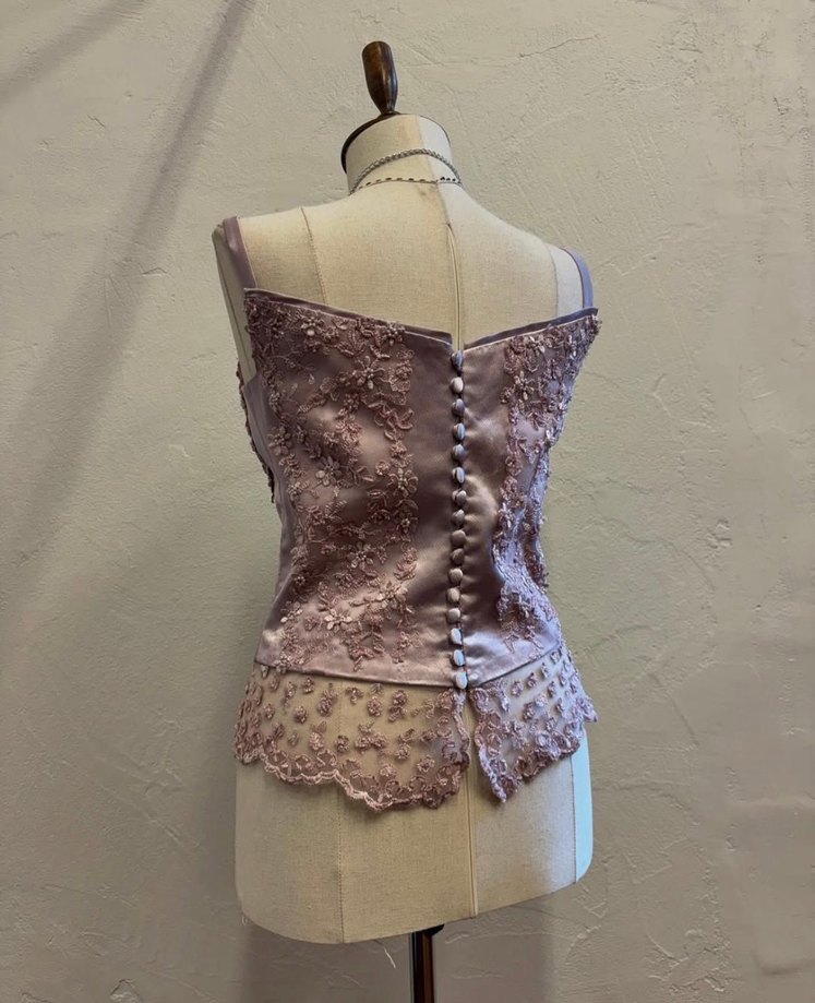 saten dantel işlemeli korse/büstiyer üst - Görsel 5