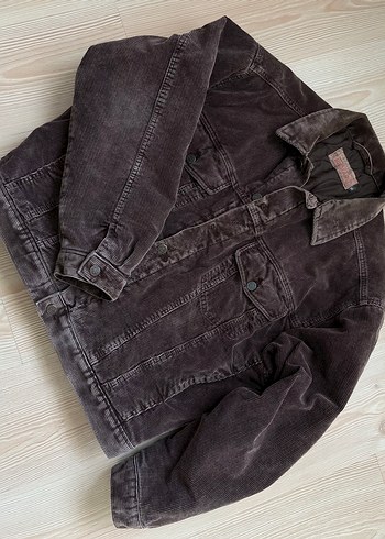 big star vintage kadife bomber mont - Görsel 3