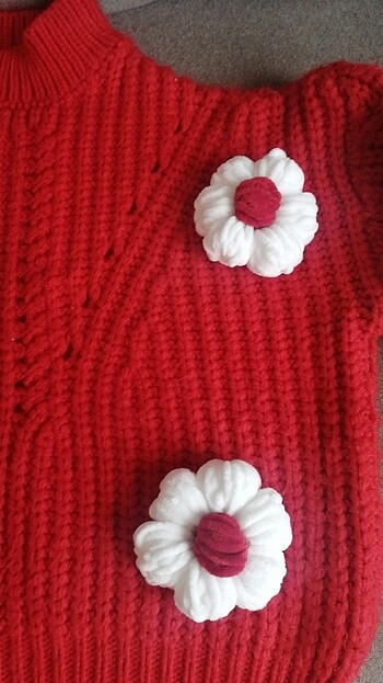 m Beden kırmızı Renk Papatyalı pinterest kazak
