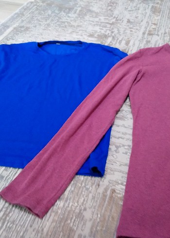 38 Beden çeşitli Renk Kadın Pamuklu Uzun Kollu basic tshirt 2 adet