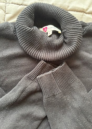 Kadın Siyah Balıkçı Yaka Örgü Kazak - Görsel 2