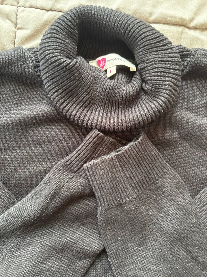 Kadın Siyah Balıkçı Yaka Örgü Kazak - Görsel 2