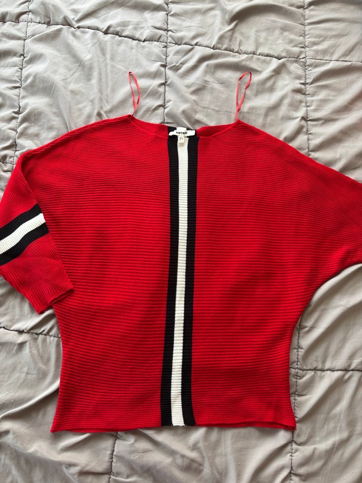 Kırmızı Yüksek Yaka Kadın Kazak - Görsel 2