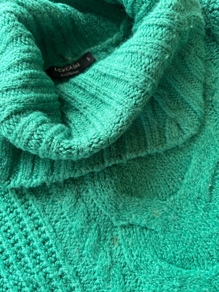 Bohem Tarz Yeşil Boğazlı Triko Kazak - Görsel 2