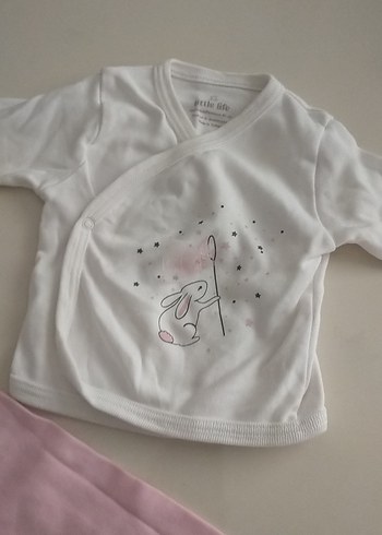 HelloBaby Pembe Nakışlı Bebek Kız Takımı Uzun Kollu