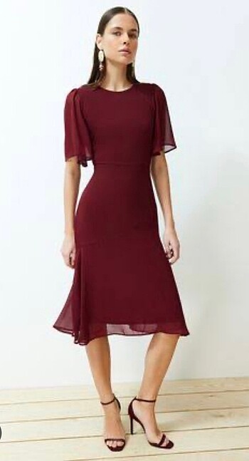 Trendyol & Milla Bordo şifon elbise