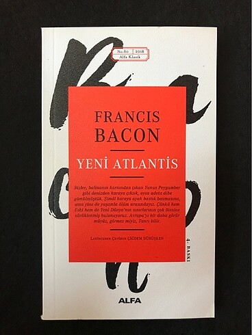 Francis Bacon - Yeni Atlantis Alfa Yayınları