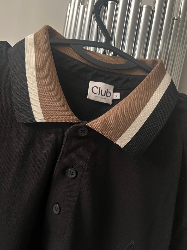 Düğmeli Siyah Erkek Polo Tişört - Görsel 2