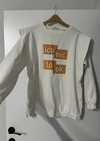 Beyaz Baskılı Rahat Kesim Sweatshirt - Görsel 3