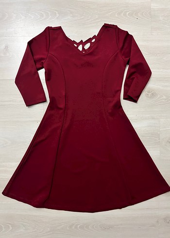 göğüs detaylı bordo elbise - Görsel 2