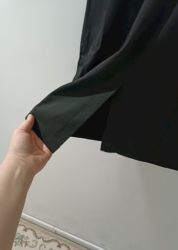 Siyah Drapeli V Yaka Midi Elbise - Görsel 5