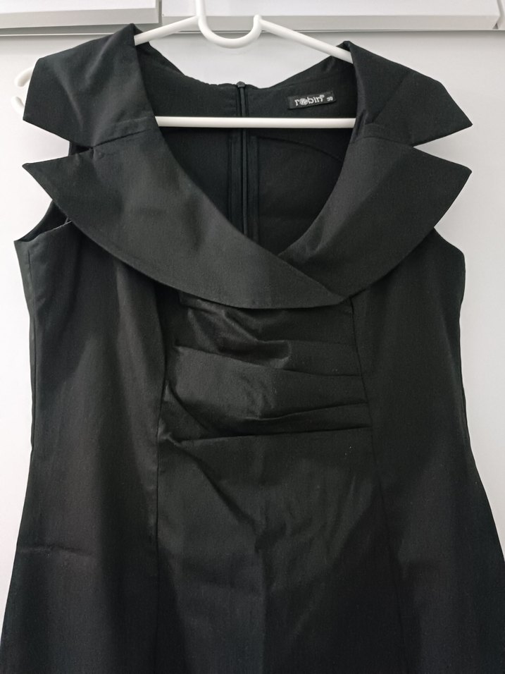 Siyah Drapeli V Yaka Midi Elbise - Görsel 2