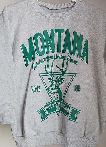 Gri Montana Baskılı Sweatshirt 