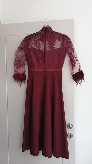 s Beden bordo Renk Abiye elbise