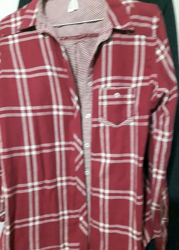 Bordo Kareli Uzun Kollu Kadın Gömlek - Görsel 4