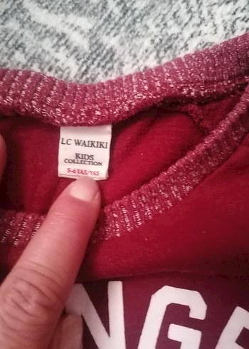 Bordo Kız Sweatshirt, Uzun Kollu, Bol Kesim - Görsel 3