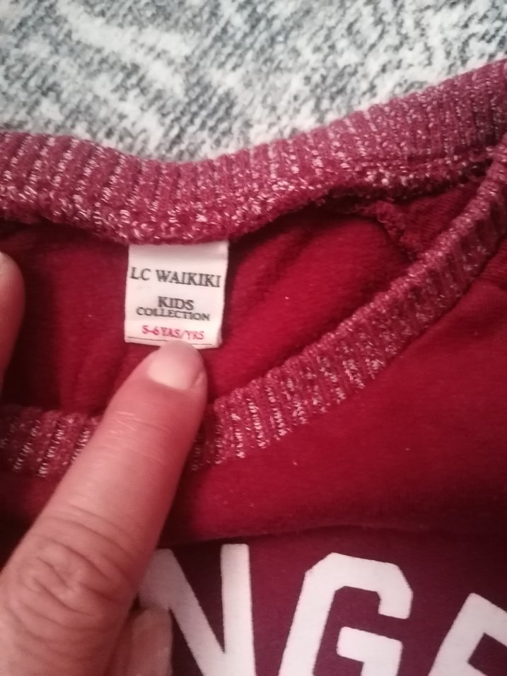 Bordo Kız Sweatshirt, Uzun Kollu, Bol Kesim - Görsel 3