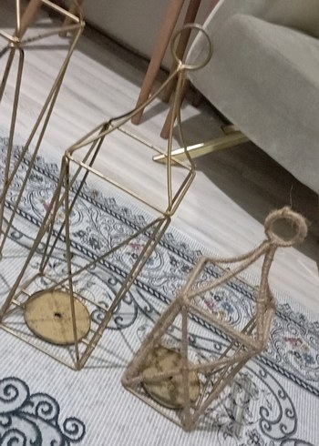 Altın Renkli Metal Mumluk Seti - Görsel 3