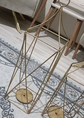 Altın Renkli Metal Mumluk Seti - Görsel 2