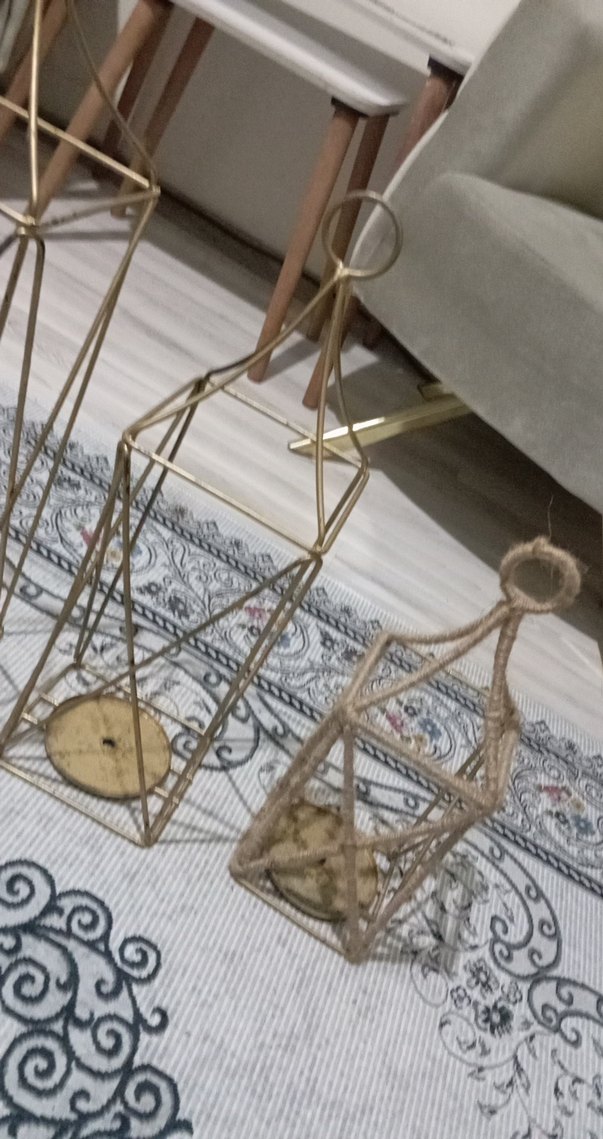 Altın Renkli Metal Mumluk Seti - Görsel 3