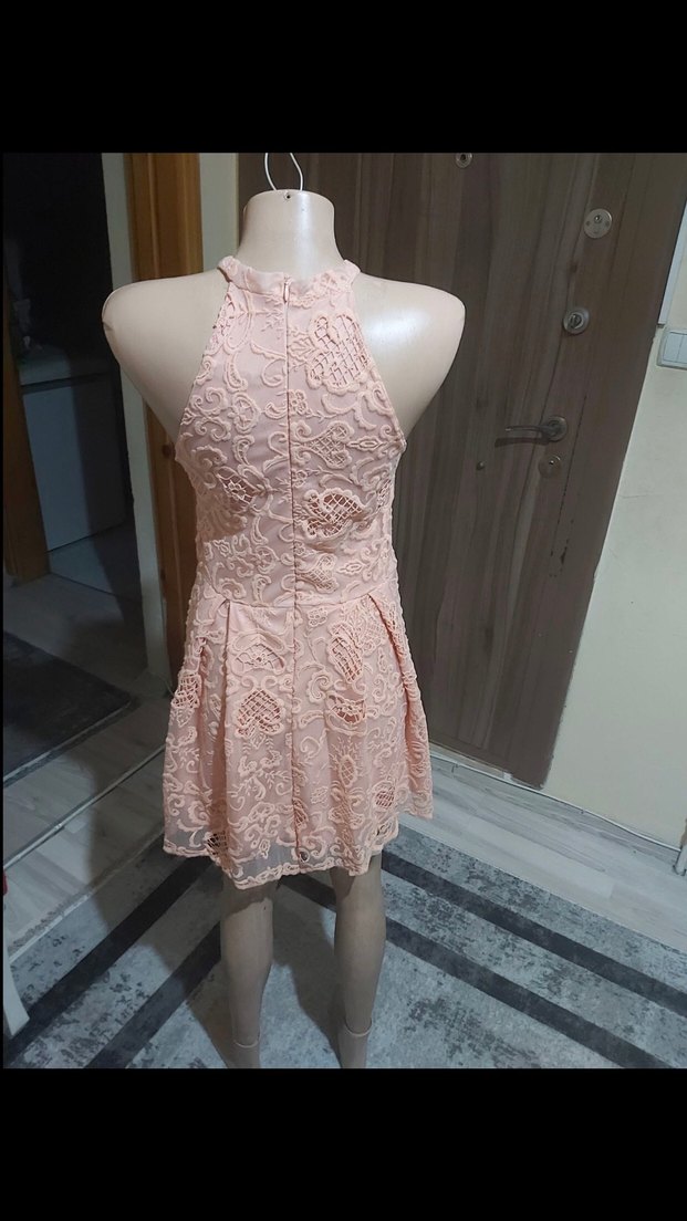 Pembe Dantel Mini Abiye Elbise - Görsel 3